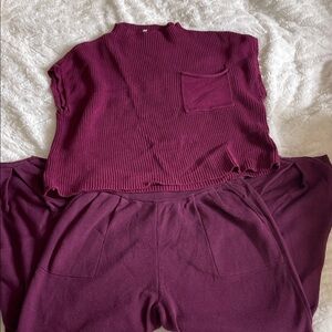 Sweater and Pant Set - Rich Burgundy Plum